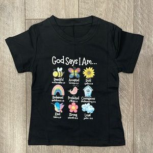 Little Girls Black God’s Confidence Tee
